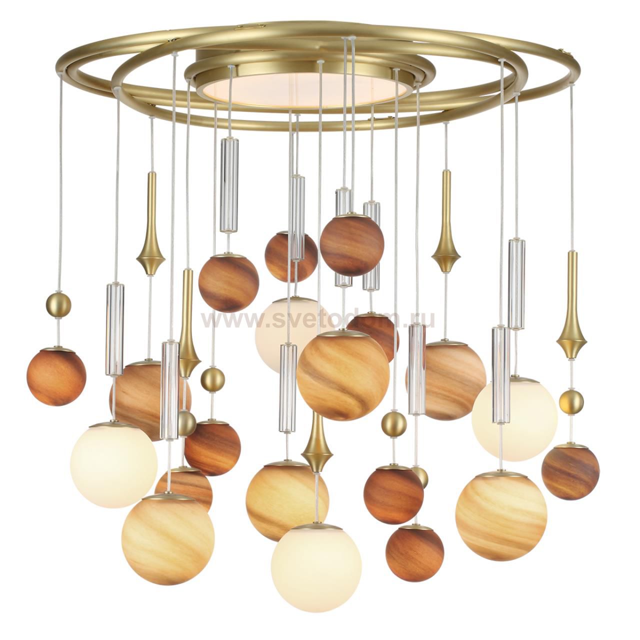 5457/21C MODERN ODL_EX26 светлая сатин.латунь/белый/бежевый/коричневый/металл/стекло Люстра потолочная G9 x 20 x 5W + LED 20W 2500K CALLISTO