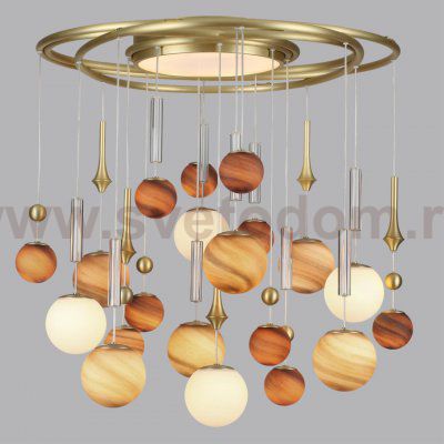 5457/21C MODERN ODL_EX26 светлая сатин.латунь/белый/бежевый/коричневый/металл/стекло Люстра потолочная G9 x 20 x 5W + LED 20W 2500K CALLISTO