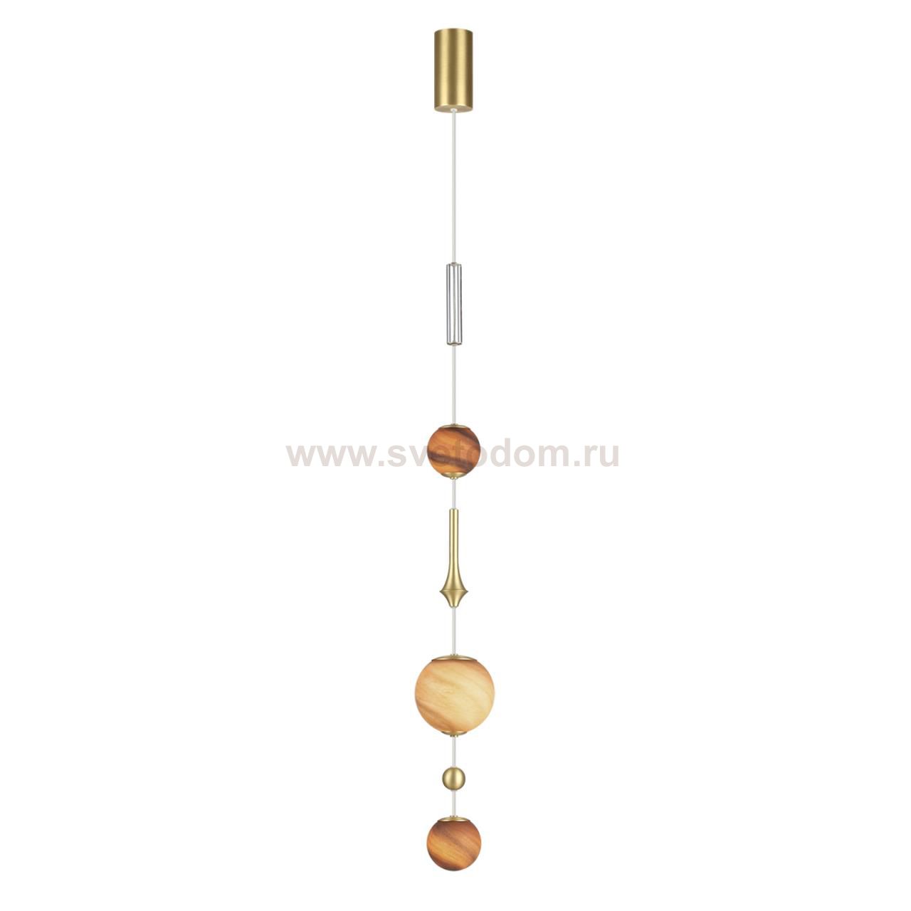 5457/5L MODERN ODL_EX26 светлая сатин.латунь/белый/бежевый/коричневый/металл/стекло Подвес LED x 5W 2500K CALLISTO