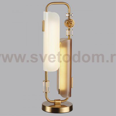 5467/10TL MODERN ODL_EX26 белый/коричневый/античная бронза/металл/стекло/декор металл Настольная лампа LED x 10W (5W*2) 3000K LION