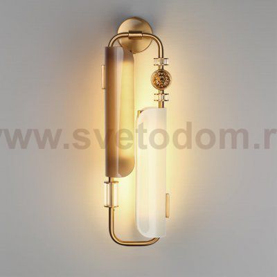 5467/10WL MODERN ODL_EX26 белый/коричневый/античная бронза/металл/стекло/декор металл Бра LED x 10W (5W*2) 3000K LION