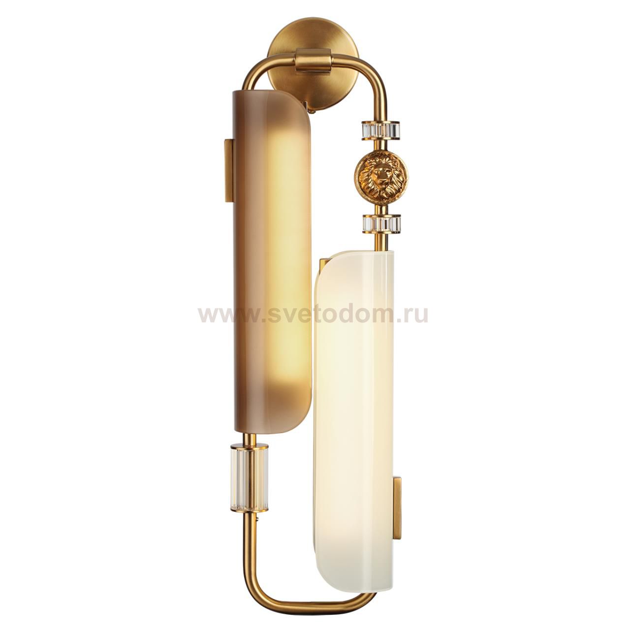 5467/10WL MODERN ODL_EX26 белый/коричневый/античная бронза/металл/стекло/декор металл Бра LED x 10W (5W*2) 3000K LION