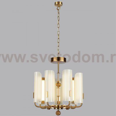 5467/35L MODERN ODL_EX26 белый/коричневый/античная бронза/металл/стекло/декор металл Люстра LED x 35W (5W*7) 3000K LION