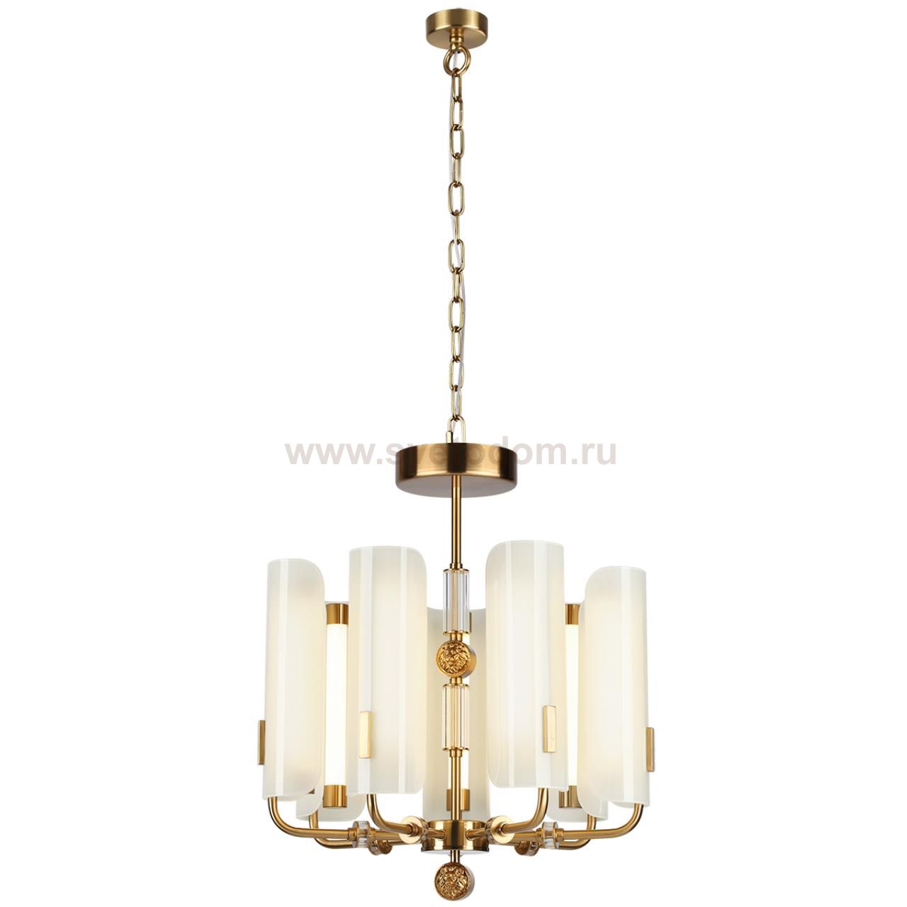 5467/35L MODERN ODL_EX26 белый/коричневый/античная бронза/металл/стекло/декор металл Люстра LED x 35W (5W*7) 3000K LION