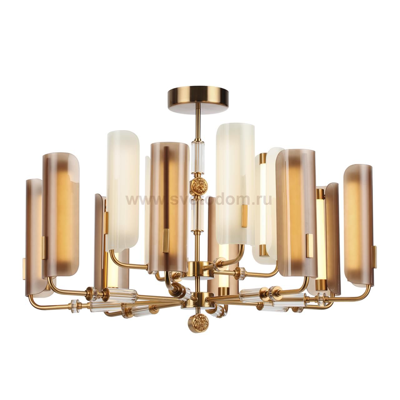 5467/60L MODERN ODL_EX26 белый/коричневый/античная бронза/металл/стекло/декор металл Люстра LED x 60W (5W*12) 3000K LION
