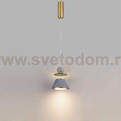 5475/10LG L-VISION ODL_EX27 сатинированн.латунь/синий/металл/стекло/мрамор/керамика Люстра LED*10W 3000K 664lm JAZZ