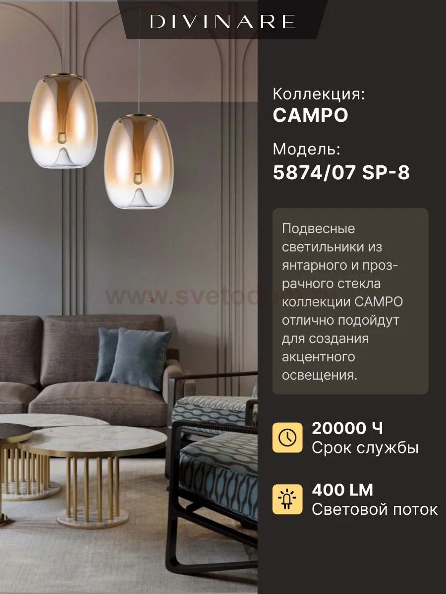 Светильник подвесной Divinare 5874/07 SP-8 CAMPO