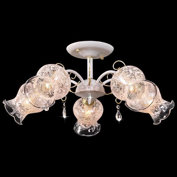 Светильник Eurosvet 60002/5 белый с золотом/прозрачный хрусталь