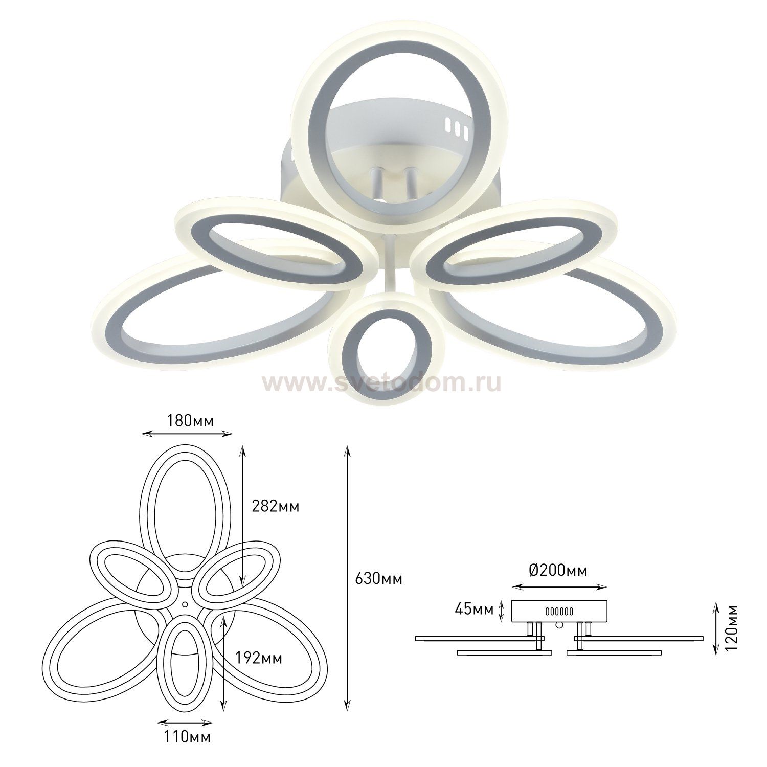 Светильник потолочный Rivoli Kora 6048-106 светодиодный с пультом 96 Вт 3000К-6000К LED модерн