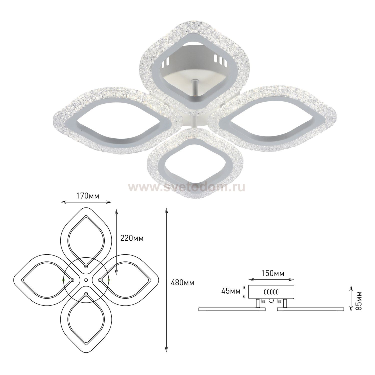 Светильник потолочный Rivoli Dietlinde 6049-106 светодиодный с пультом 56 Вт 3000К-6000К LED модерн