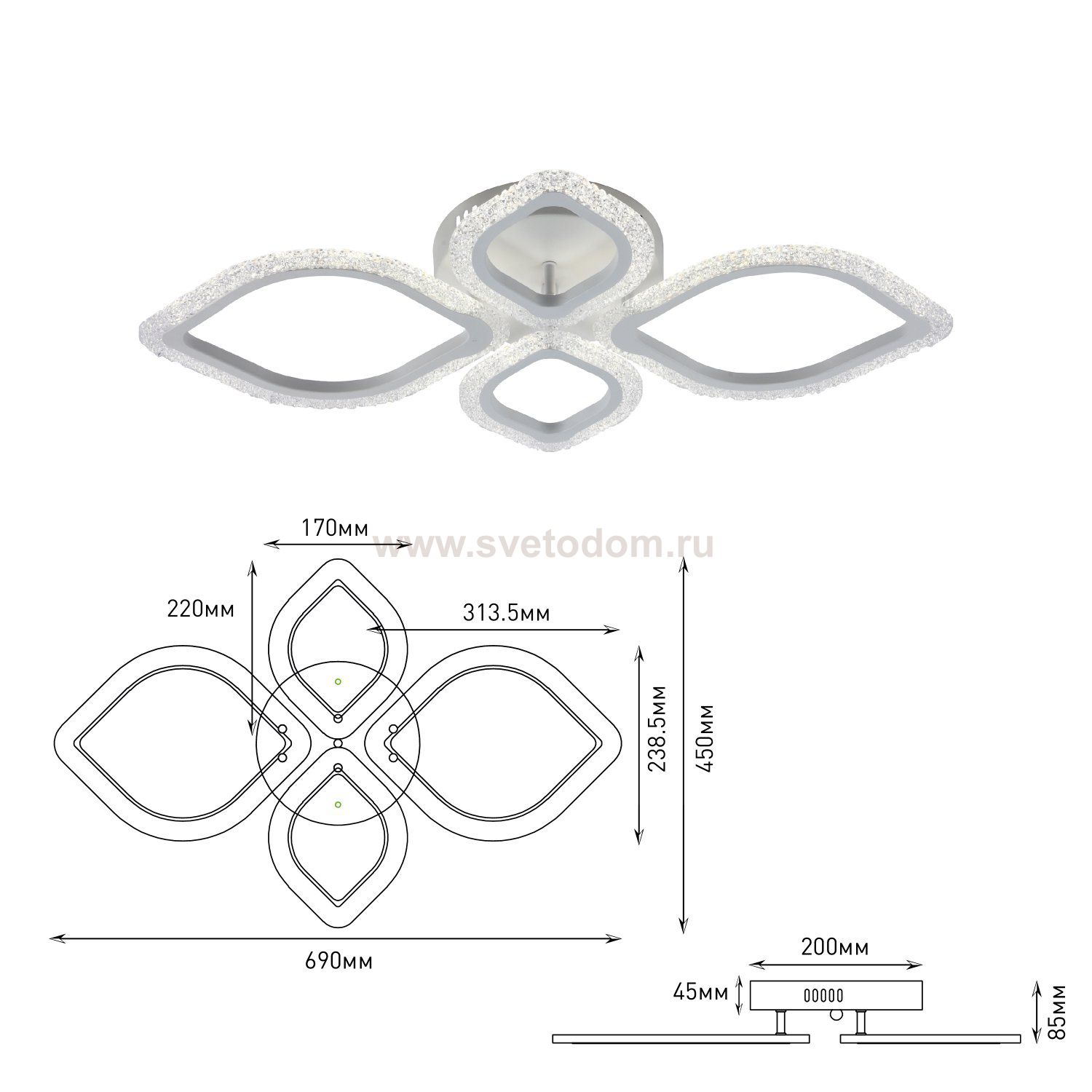 Светильник потолочный Rivoli Dietlinde 6049-108 светодиодный с пультом 76 Вт 3000К-6000К LED модерн