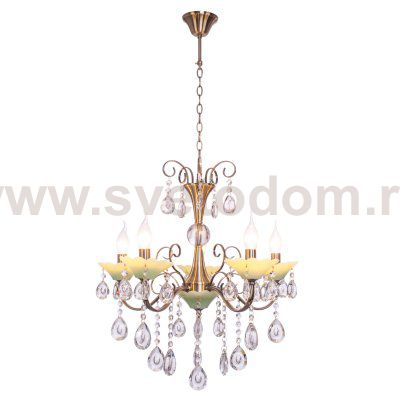 Люстра классическая с хрусталем Экономсвет 6069/5AB+GN WT