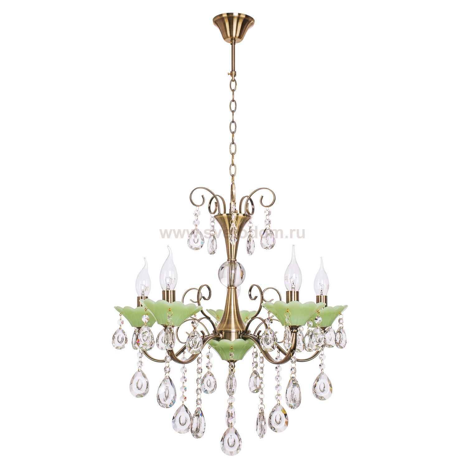 Люстра классическая с хрусталем Экономсвет 6069/5AB+GN WT