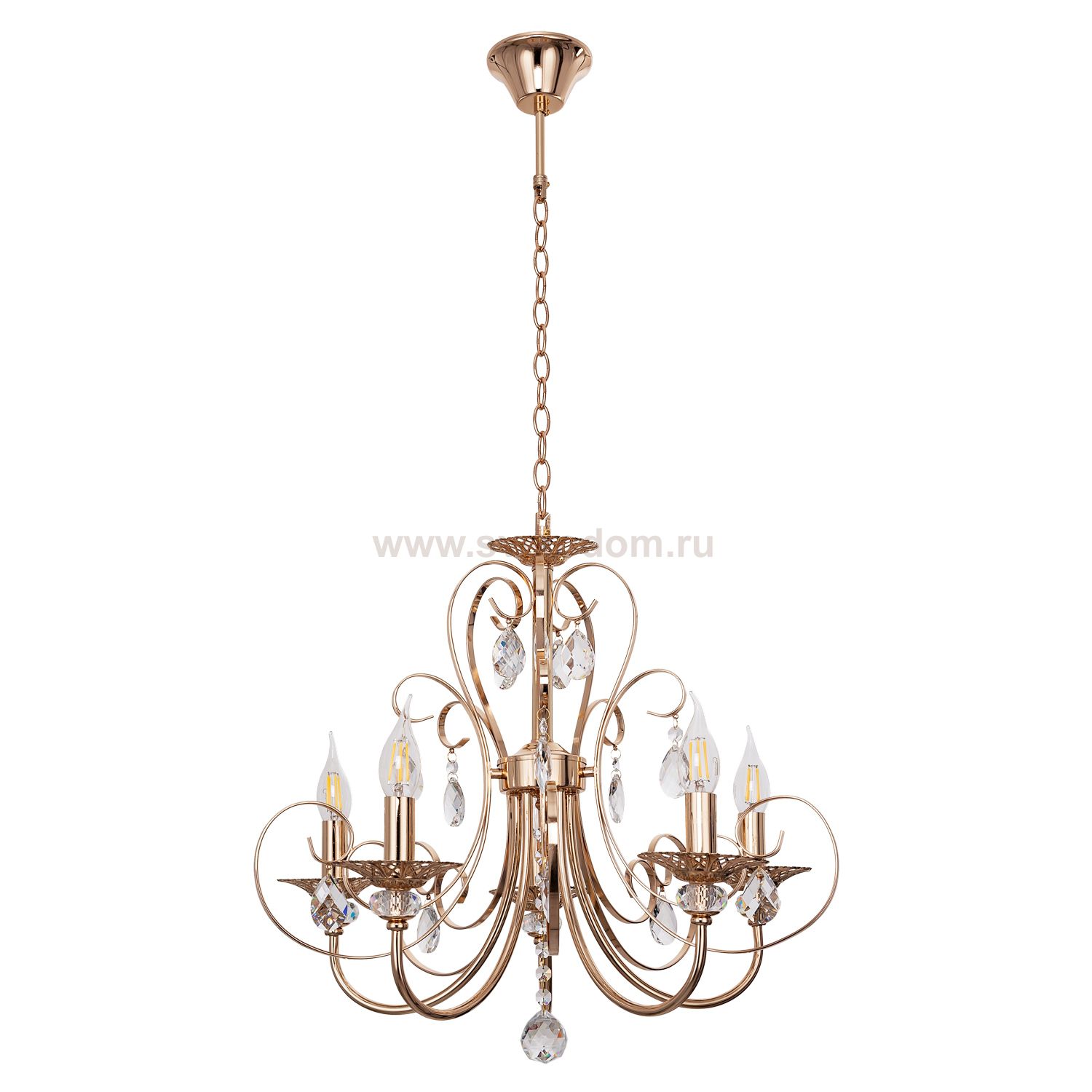 Люстра классическая с хрусталем 6091/5FGD+WT Экономсвет