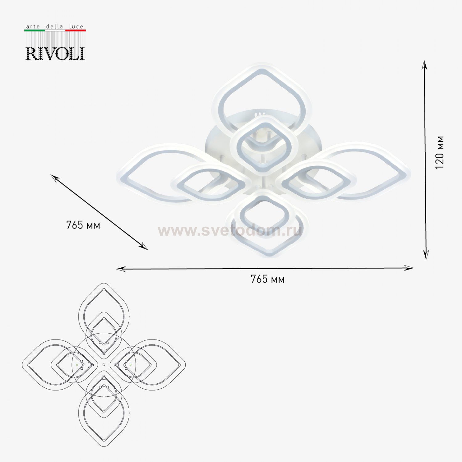 Светильник потолочный Rivoli Elena 6092-108 светодиодный с пультом 99 Вт 4000К - 6000К LED модерн