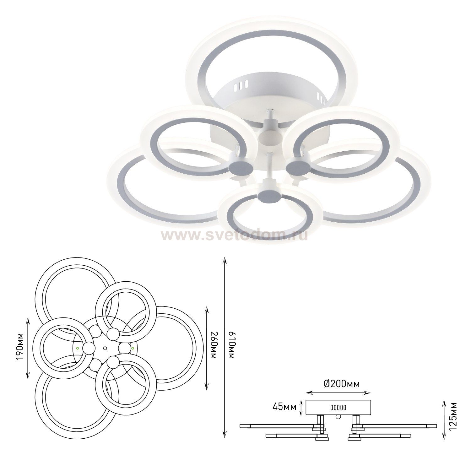 Светильник потолочный Rivoli Blanca 6094-106 светодиодный с пультом 108 Вт 3000К-6000К LED модерн