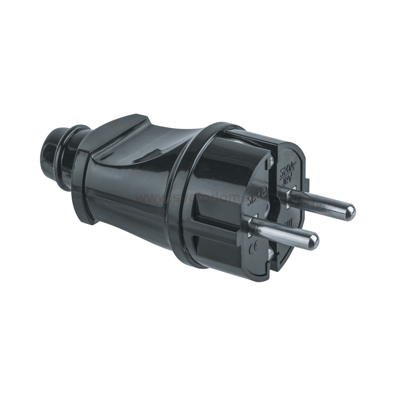 Вилка Navigator 61 360 NCA-PL02-16A-E-BL прямая с/з черная