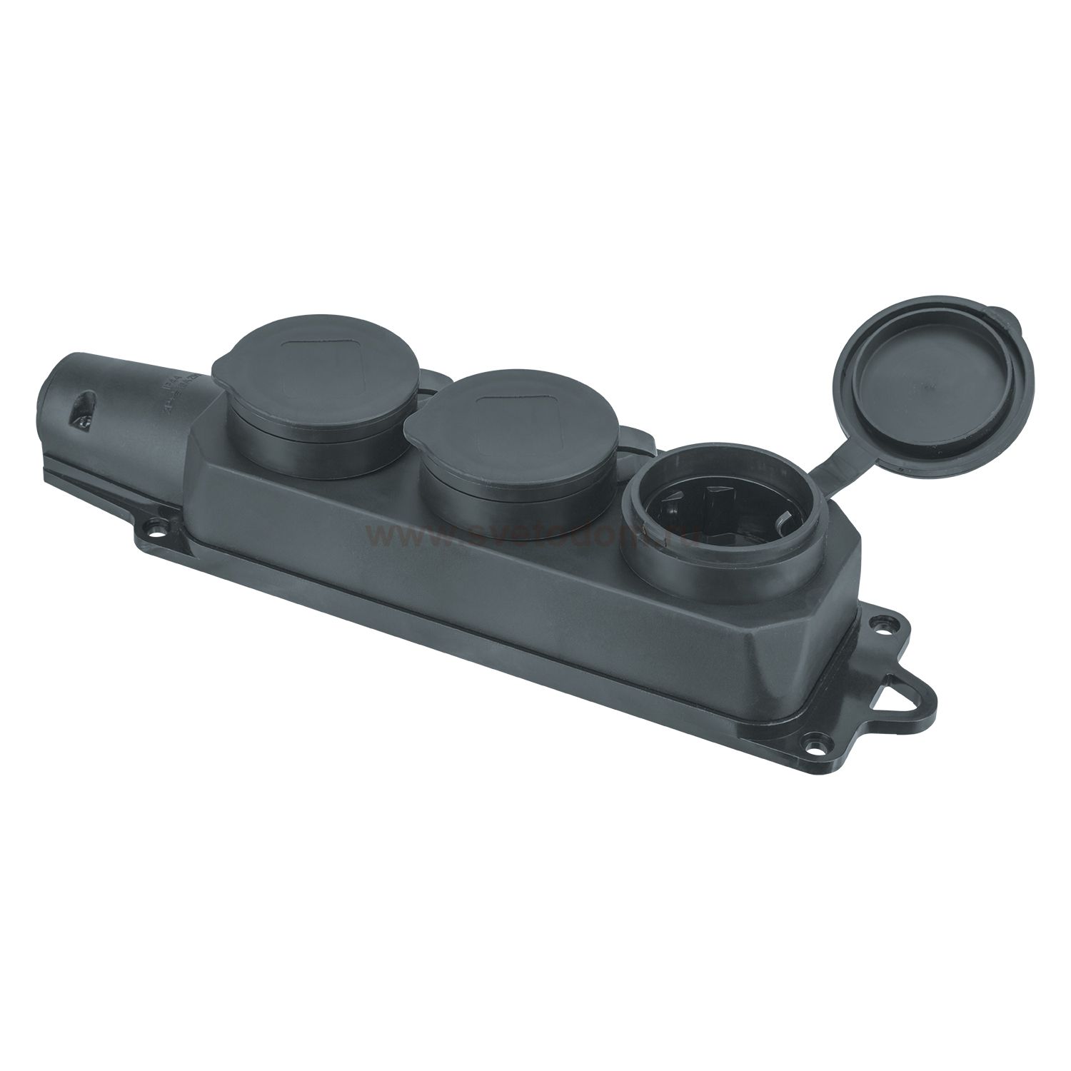 Колодка Navigator 61 372 NCA-BLR2-03-16A-E-IP44-BL 3гн с/з каучук черная