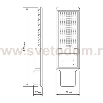 Светильник уличный Gauss Avenue 80W 8000lm 5000K 190-250V IP65 420*160*57мм черный КСС 