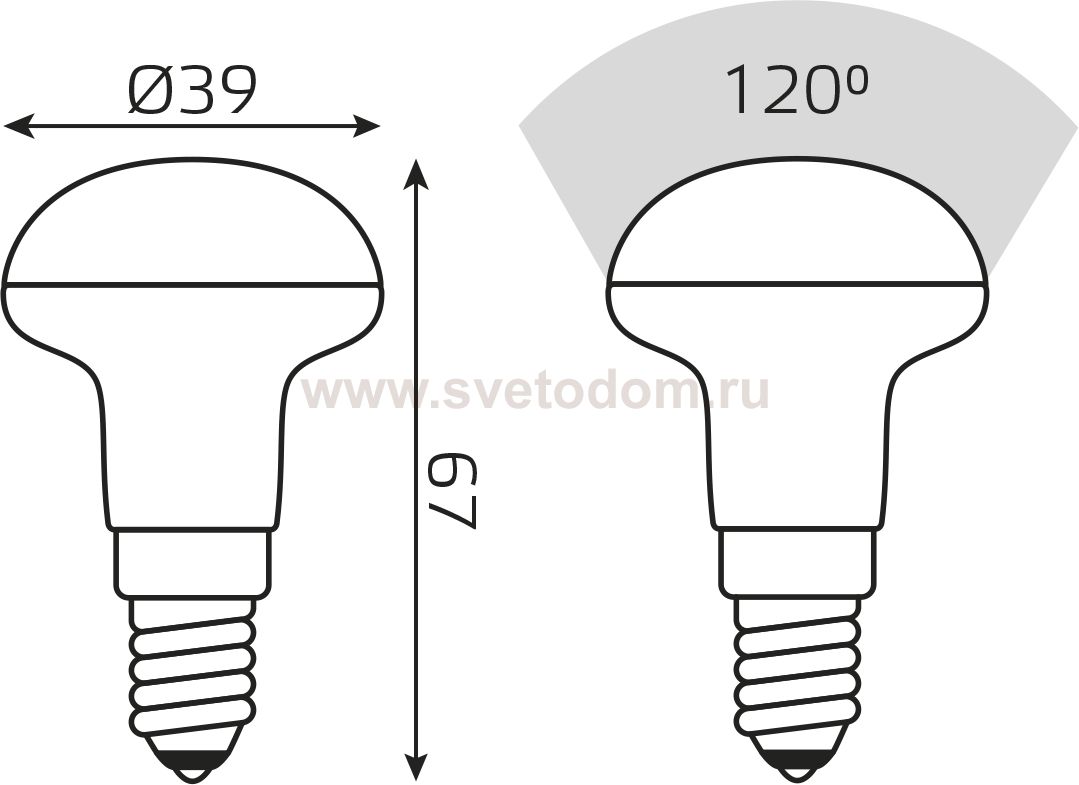 Лампа Gauss Elementary R39 4W 300lm 3000K E14 LED