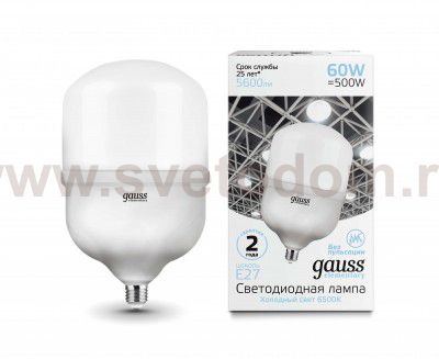 Лампа Gauss Elementary LED T160 E27 60W 5600lm 180-240V 6500K (63236)
