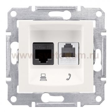SE Sedna Бел Розетка двойная ТЛФ + комп кат.5е UTP (RJ11+RJ45) (SDN5100121)