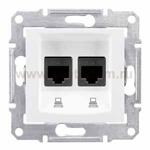 SE Sedna Бел Розетка компьютерная 2-ая RJ45 кат. 5e UTP (SDN4400121)