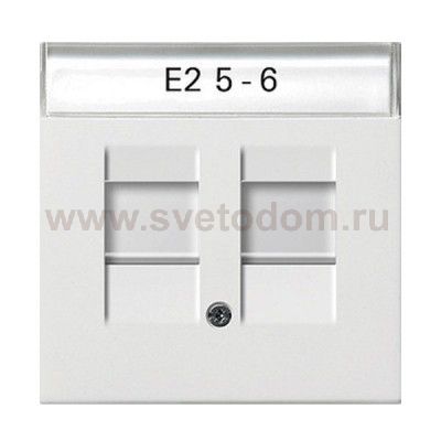 Gira F100 Бел глянц Накладка 2-ой прямой ТЛФ/комп розетки (Суппорт арт. G19х00) (G663112)