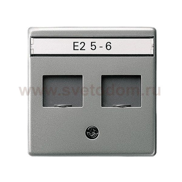 Gira E22 Сталь Накладка 2-ой прямой ТЛФ/комп розетки (Суппорт арт. G19х00) (G66320)