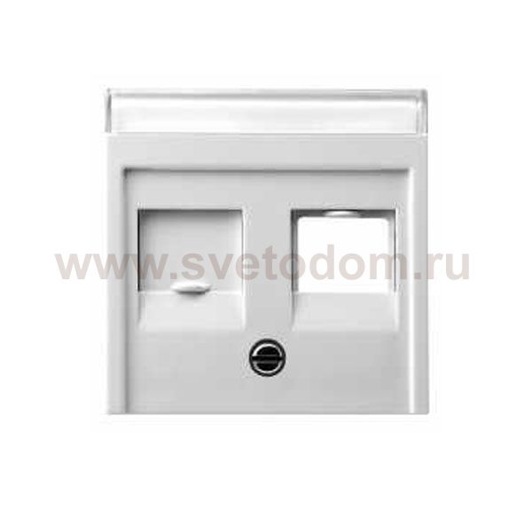 Gira S-55 Алюминий Накладка 2-ой прямой ТЛФ/комп розетки (Суппорт арт. G19х00) (G66326)