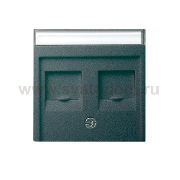 Gira S-55 Антрацит Накладка 2-ой прямой ТЛФ/комп розетки (Суппорт арт. G19х00) (G66328)