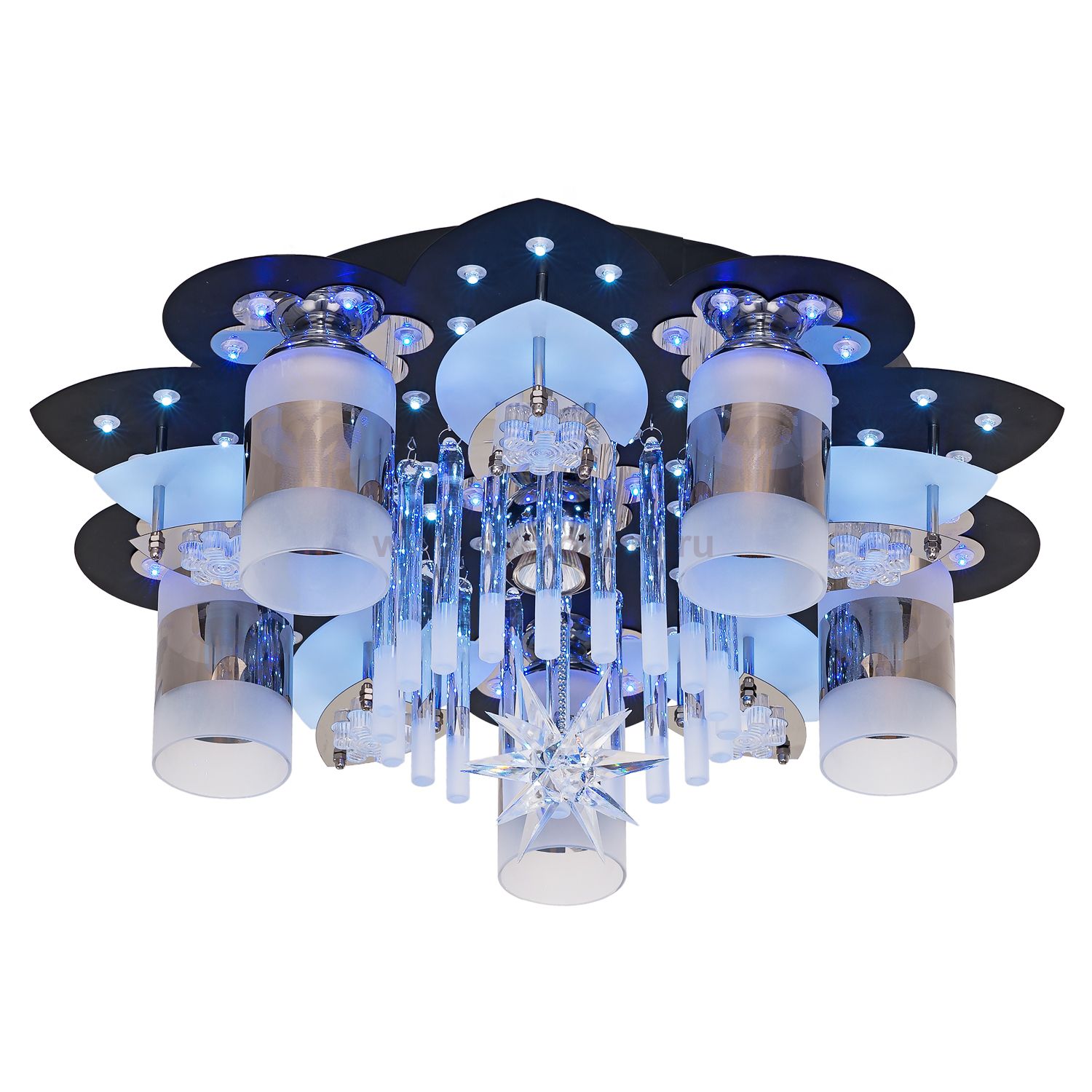 Люстра космос Экономсвет 70015/5+1CR+BK RC RBPLED