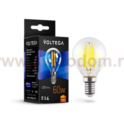 Лампочка светодиодная VG10-G1E14warm6W-F Voltega