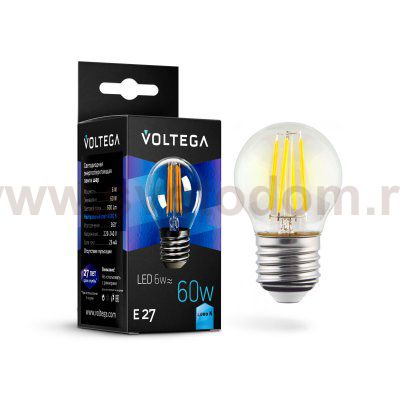 Лампа диодная Voltega VG10-G1E27cold6W-F (7024)