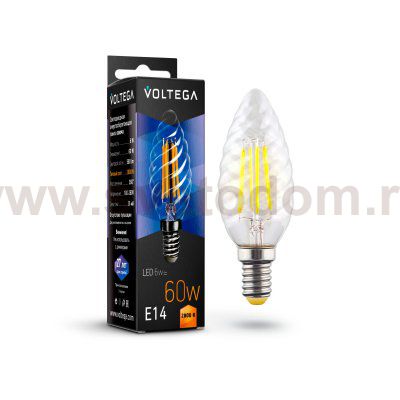 Лампа диодная Voltega VG10-CC1E14warm6W-F