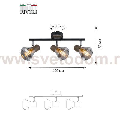 Светильник настенно-потолочный спот Rivoli Eho 7031-703 3 х E14 40 Вт поворотный