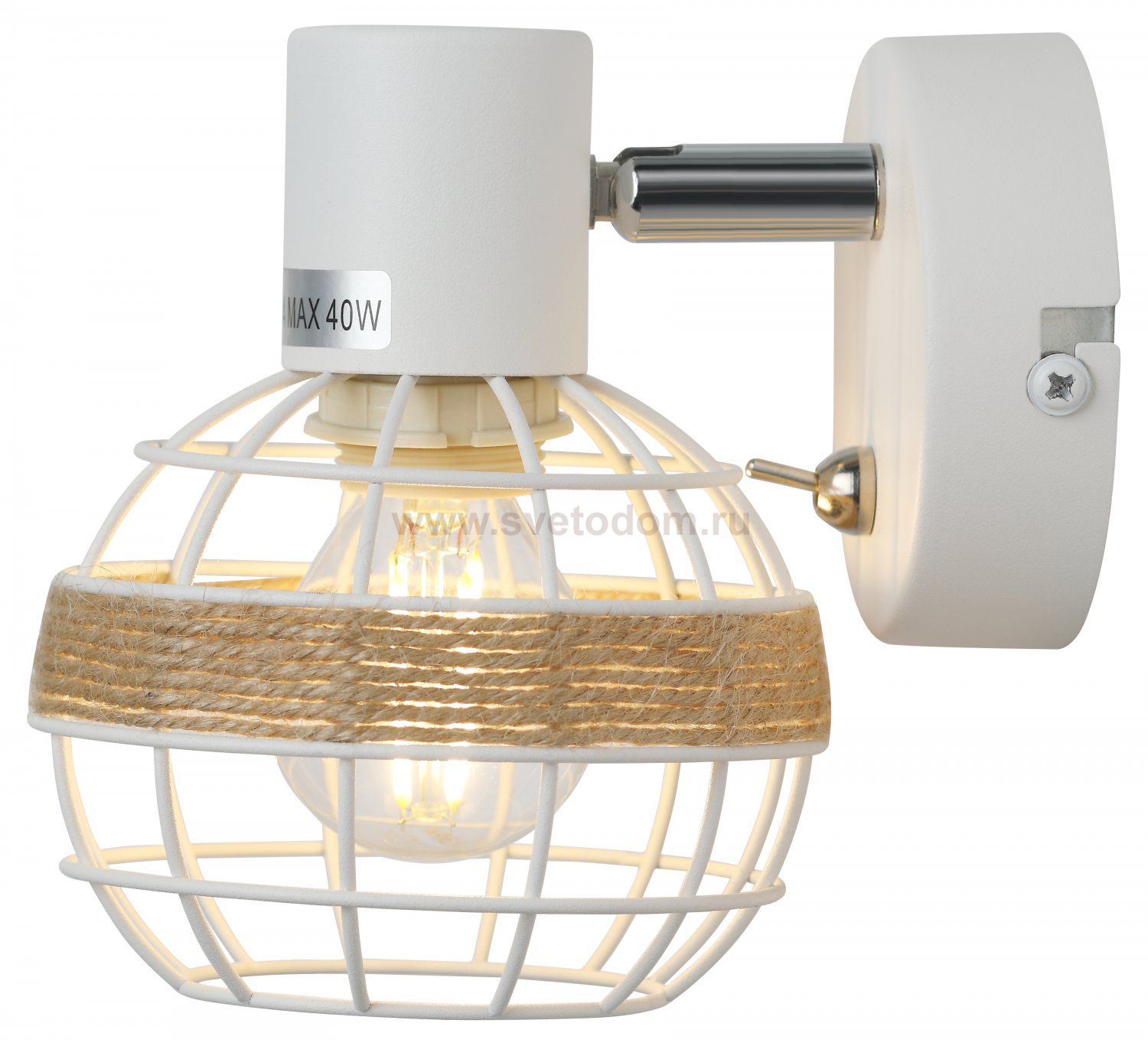 Светильник настенно-потолочный спот Rivoli Anselma 7034-701 1 x E14 40 Вт поворотный с выключателем