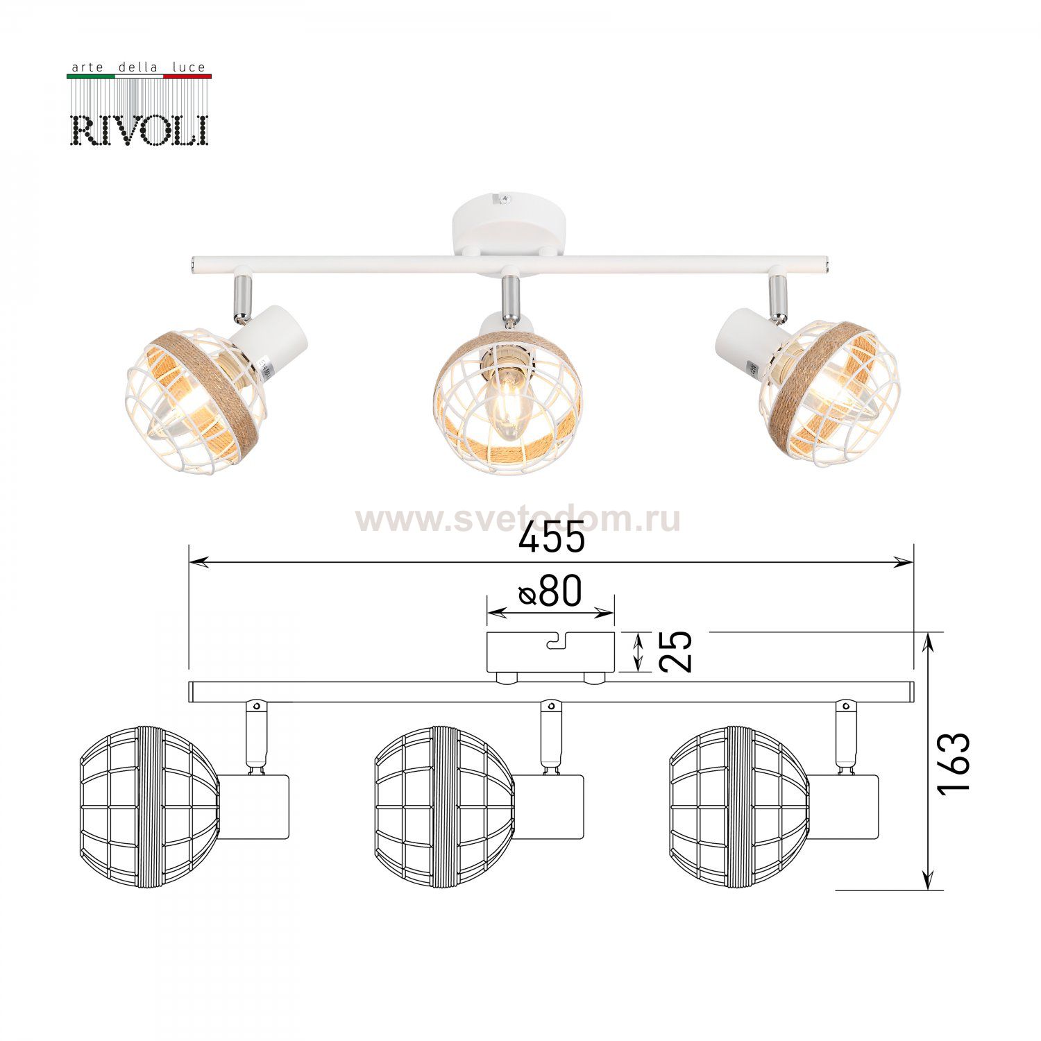 Светильник настенно-потолочный спот Rivoli Anselma 7034-703 3 x E14 40 Вт поворотный