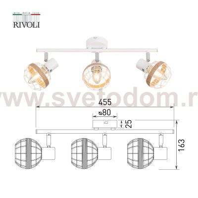 Светильник настенно-потолочный спот Rivoli Anselma 7034-703 3 x E14 40 Вт поворотный