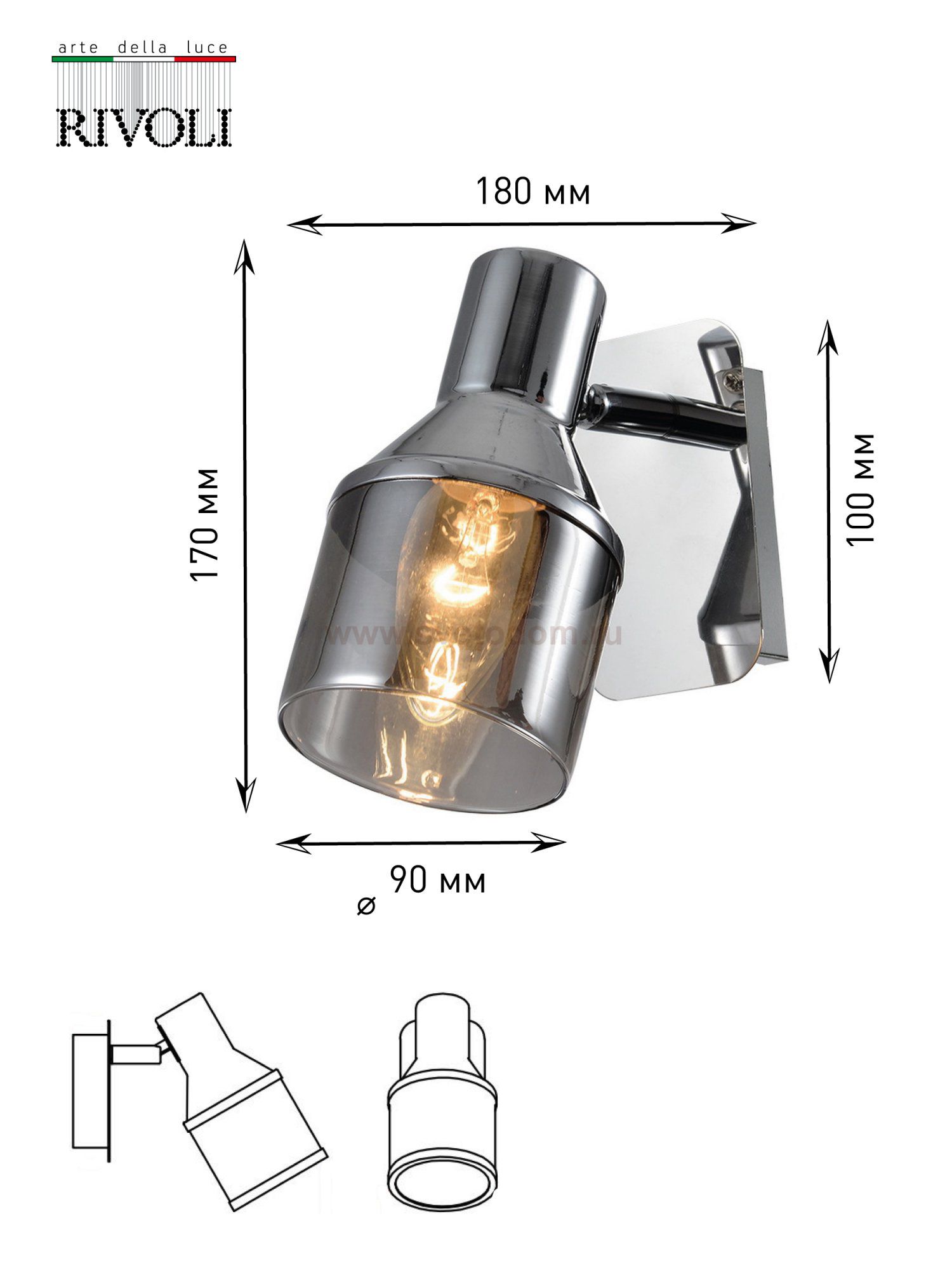 Светильник настенно-потолочный спот Rivoli Elektra 7046-701 поворотный 1 х E14 40 Вт