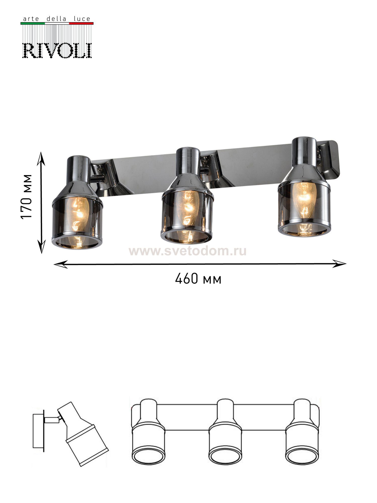Светильник настенно-потолочный спот Rivoli Elektra 7046-703 поворотный 3 х E14 40 Вт