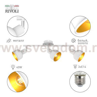 Светильник настенно-потолочный спот Rivoli Esmeree 7056-703 3 х Е14 40 Вт поворотный