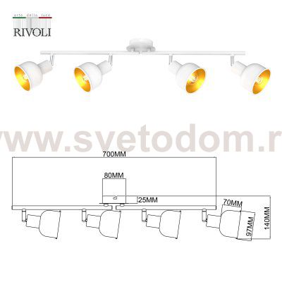 Светильник настенно-потолочный спот Rivoli Esmeree 7056-704 4 х Е14 40 Вт поворотный