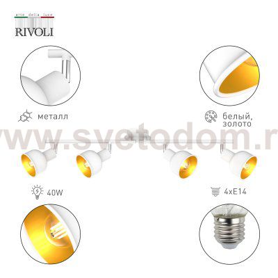 Светильник настенно-потолочный спот Rivoli Esmeree 7056-704 4 х Е14 40 Вт поворотный