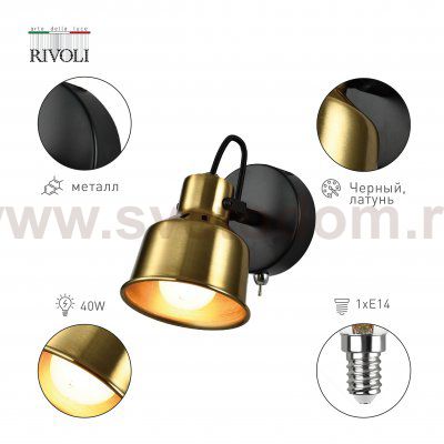 Светильник настенно-потолочный спот Rivoli Lenore 7060-701 1 х Е14 40 Вт поворотный с выключателем