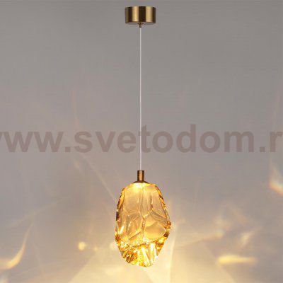 7111/4LA L-VISION ODL25 Подвесной светильник  золотистый/янтарное стекло/металл IP20 LED 4W 300Лм 3000K 200° 220V GEMME