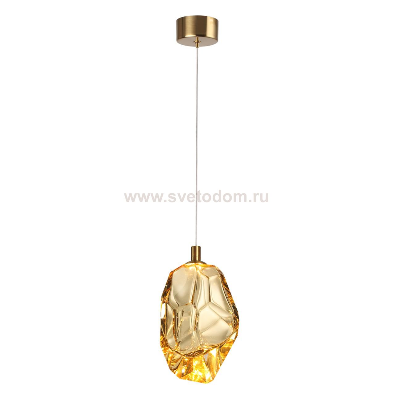 7111/4LA L-VISION ODL25 Подвесной светильник  золотистый/янтарное стекло/металл IP20 LED 4W 300Лм 3000K 200° 220V GEMME