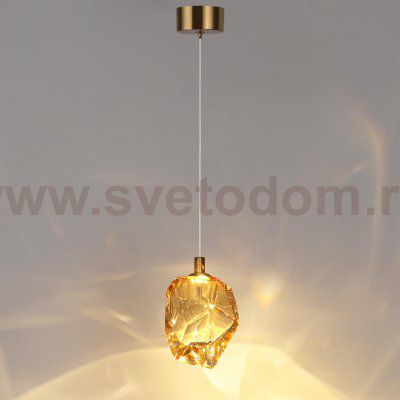 7111/4LB L-VISION ODL25 Подвесной светильник  золотистый/янтарное стекло/металл IP20 LED 4W 300Лм 3000K 200° 220V GEMME