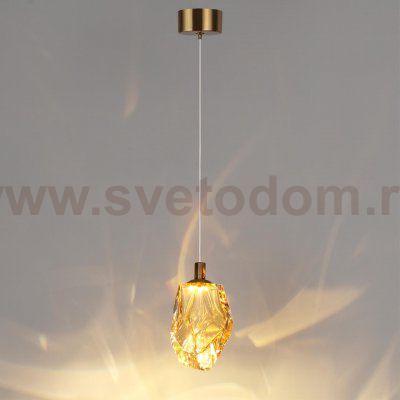 7111/4LC L-VISION ODL25 Подвесной светильник  золотистый/янтарное стекло/металл IP20 LED 4W 300Лм 3000K 200° 220V GEMME