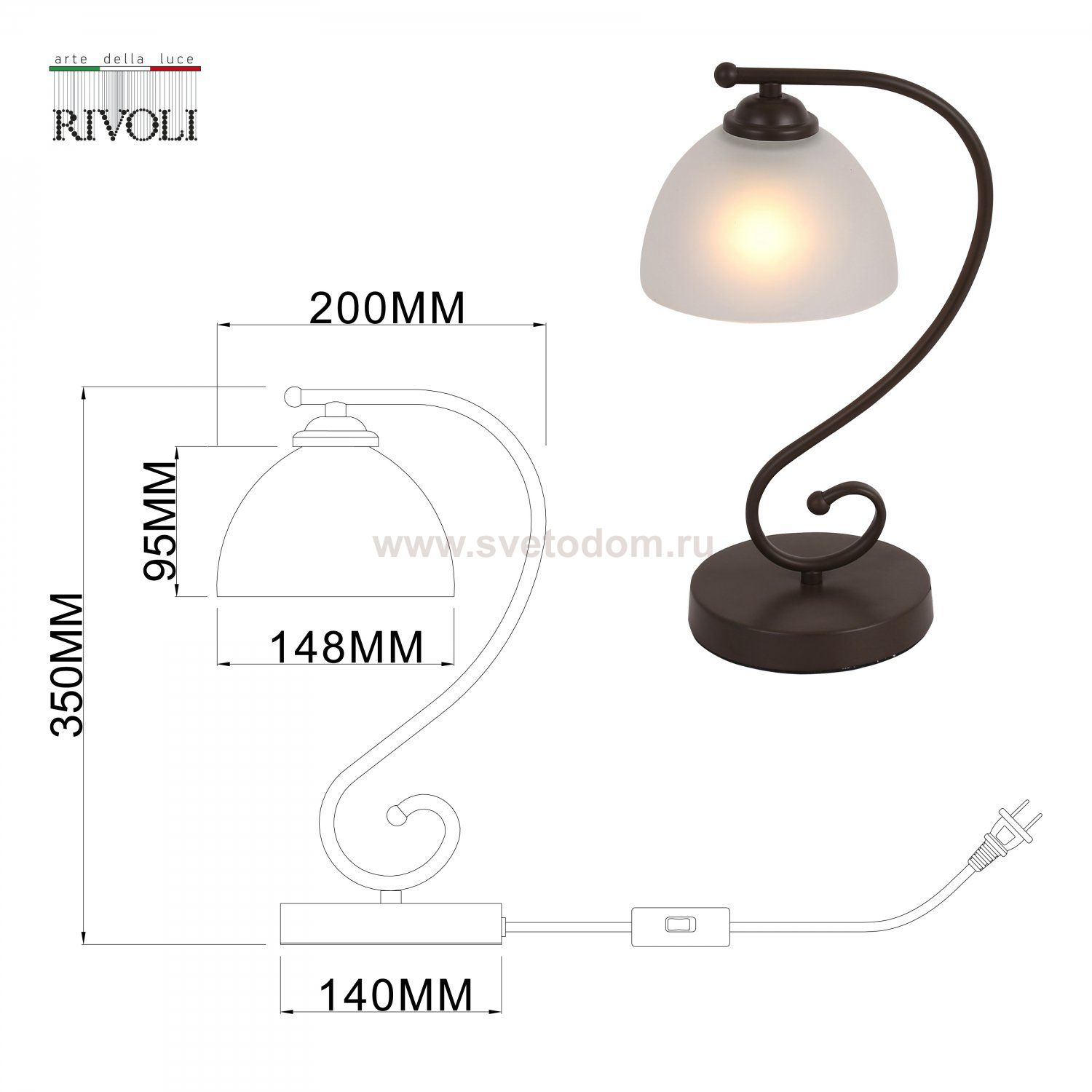 Настольная лампа Rivoli Jackeline 7141-501 1 х Е27 40 Вт классика